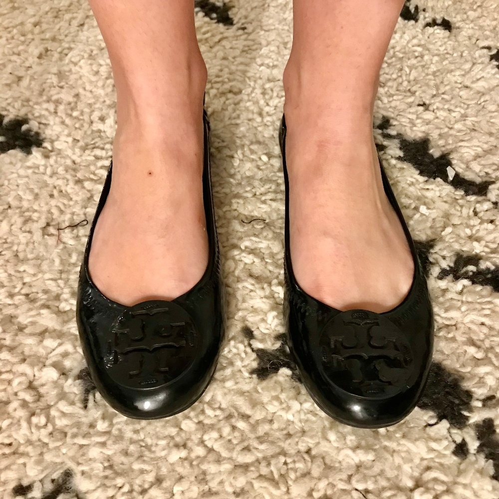 Tory Burch Reva Ballet Flats - Black Patent